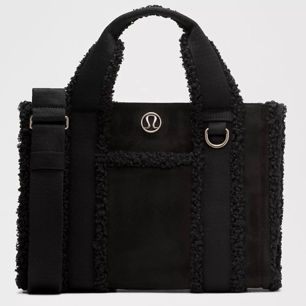 Lululemon Black Boxy Mini Tote Faux Shearling Bag - Picture 1 of 7